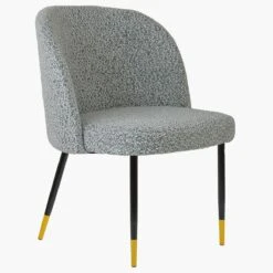 Montadale Grey Boucle Dining Chair With Black / Gold Legs -Furniture Specialty Store montdale grey boucle gold tip 2