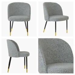 Furniture Specialty Store 43 Montadale Grey Boucle Dining Chair With Black / Gold Legs