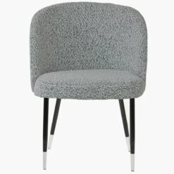 Montadale Grey Boucle Dining Chair With Black / Silver Legs