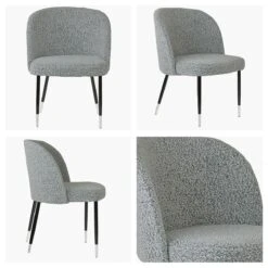Montadale Grey Boucle Dining Chair With Black / Silver Legs -Furniture Specialty Store montdale grey boucle silver tip 4
