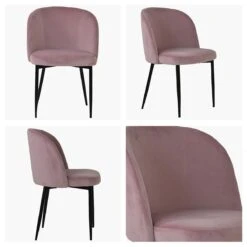 Montadale Pink Velvet Dining Chair With Black Legs