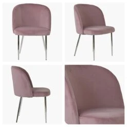 Montadale Pink Velvet Modern Dining Chair With Chrome Legs