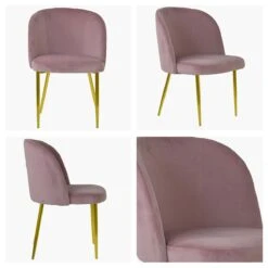 Montadale Pink Velvet Dining Chair With Gold Legs
