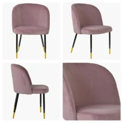 Montadale Pink Velvet Dining Chair With Black / Gold Legs