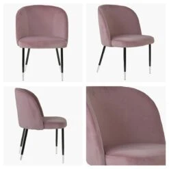 Montadale Pink Velvet Dining Chair With Black / Silver Legs