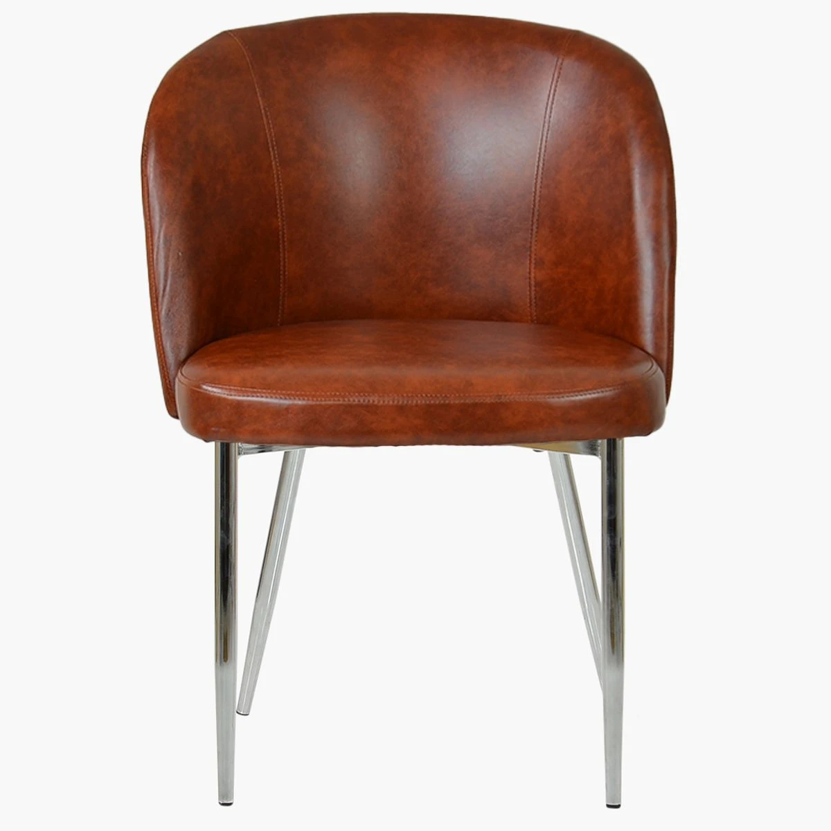 Montadale Vintage Brown Leather Dining Chair With Chrome Legs - Image 2