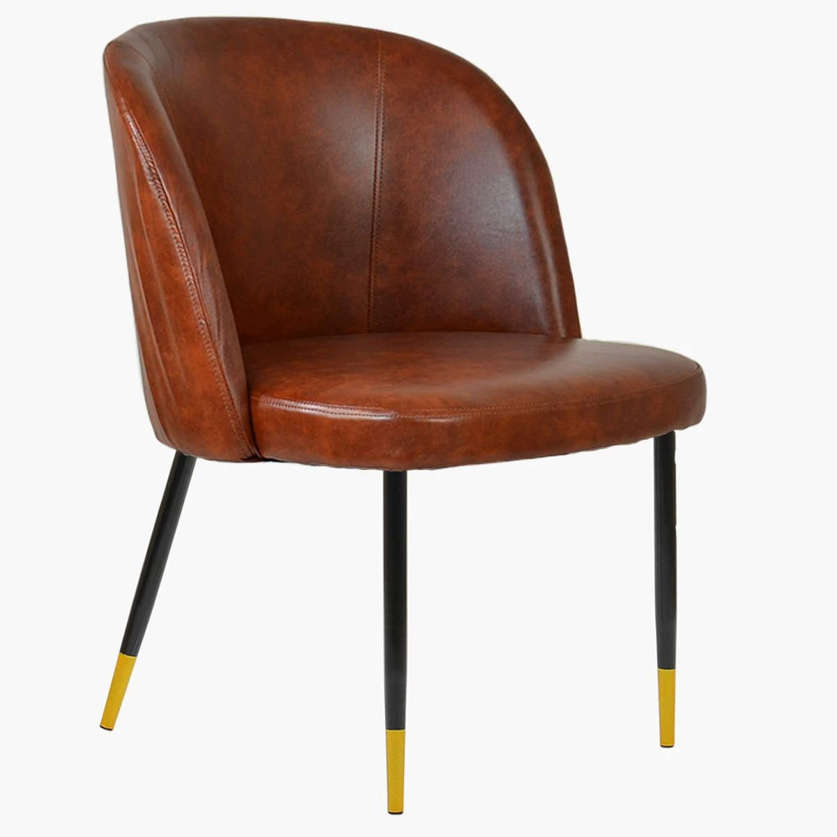 Montadale Vintage Brown Leather Dining Chair With Black / Gold Legs 5 Montadale Vintage Brown Leather Dining Chair With Black / Gold Legs - Image 3