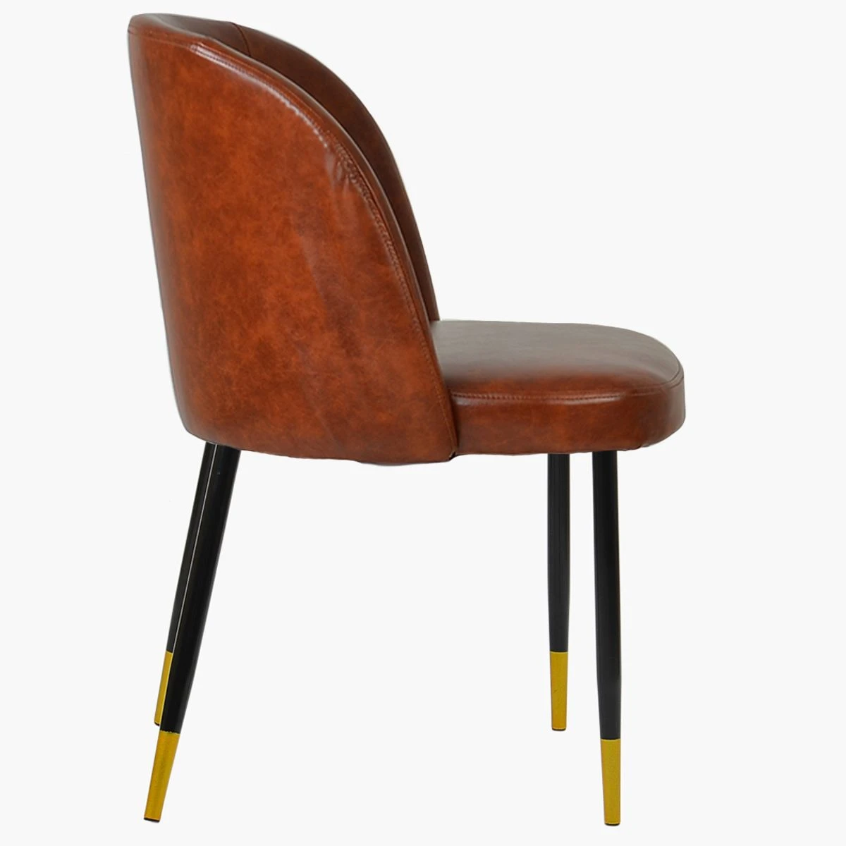 Montadale Vintage Brown Leather Dining Chair With Black / Gold Legs 6 Montadale Vintage Brown Leather Dining Chair With Black / Gold Legs - Image 4