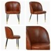 Montadale Vintage Brown Leather Dining Chair With Black / Gold Legs -Furniture Specialty Store montdale vintage brown gold tip 4 1