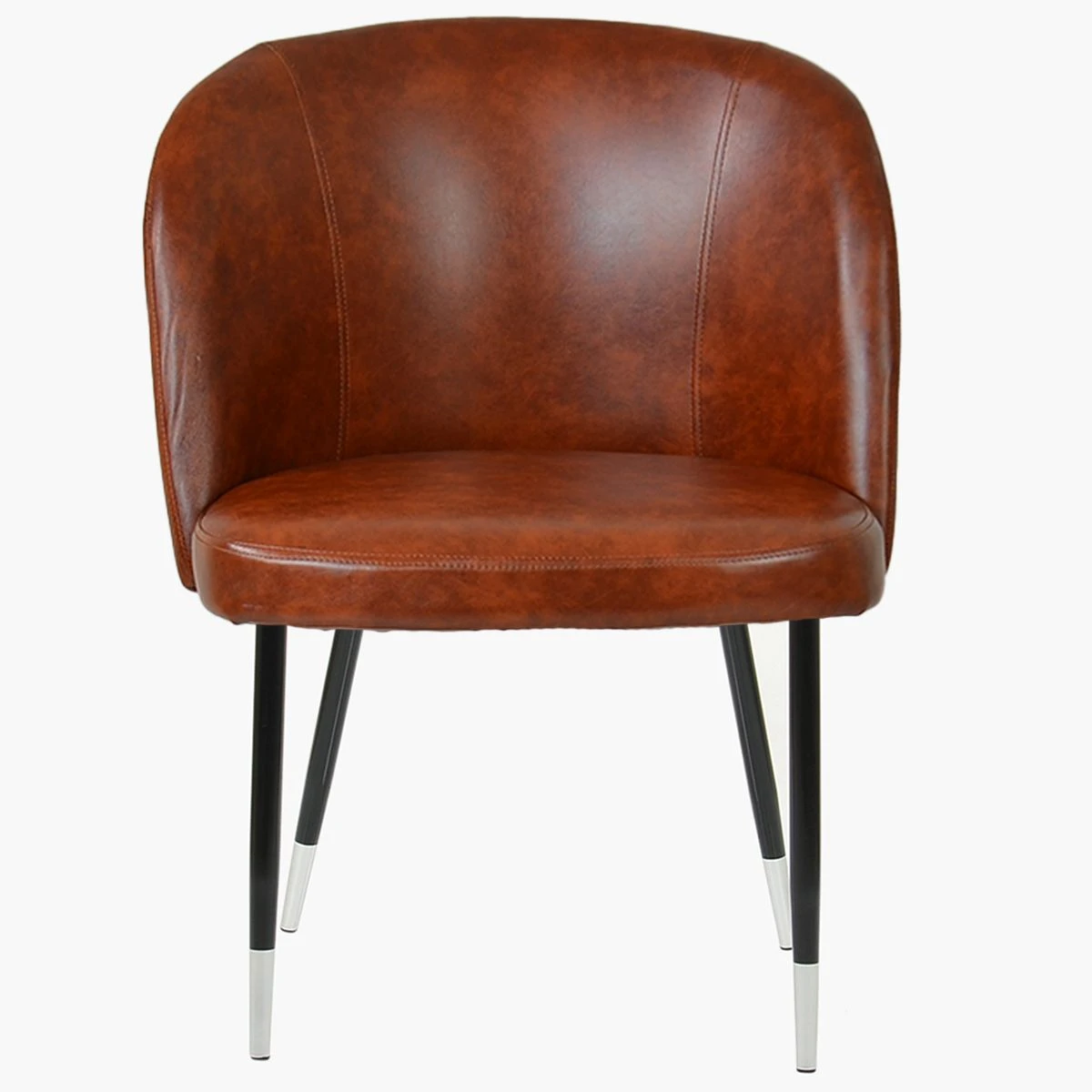 Montadale Vintage Brown Leather Dining Chair With Black / Silver Legs 4 Montadale Vintage Brown Leather Dining Chair With Black / Silver Legs - Image 2