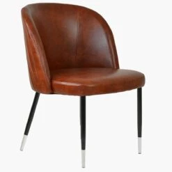 Montadale Vintage Brown Leather Dining Chair With Black / Silver Legs 8 Montadale Vintage Brown Leather Dining Chair With Black / Silver Legs -Furniture Specialty Store montdale vintage brown silver tip 2