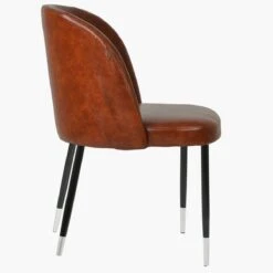 Montadale Vintage Brown Leather Dining Chair With Black / Silver Legs 9 Montadale Vintage Brown Leather Dining Chair With Black / Silver Legs -Furniture Specialty Store montdale vintage brown silver tip 3