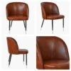 Montadale Vintage Brown Leather Dining Chair With Black / Silver Legs
