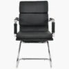 Montreal Black Faux Leather Office Chair Without Wheels -Furniture Specialty Store montreal black 1 1