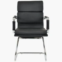 Montreal Black Faux Leather Office Chair Without Wheels