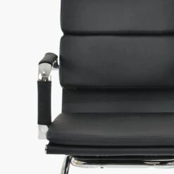 Montreal Black Faux Leather Office Chair Without Wheels -Furniture Specialty Store montreal black 5