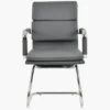 Montreal Grey Faux Leather Office Chair Without Wheels -Furniture Specialty Store montreal grey 1 1