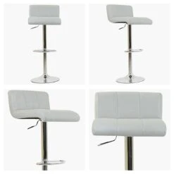 Neptune Grey Faux Leather Chrome Base Barstool