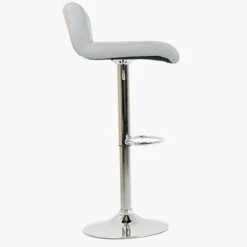 Neptune Grey Faux Leather Chrome Base Barstool -Furniture Specialty Store netpune grey 3