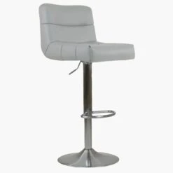 Newark Grey Faux Leather Brushed Steel Base Bar Stool -Furniture Specialty Store newark grey 2