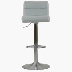 Newark Grey Faux Leather Brushed Steel Base Bar Stool -Furniture Specialty Store newark grey 3