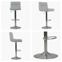 Newark Grey Faux Leather Brushed Steel Base Bar Stool