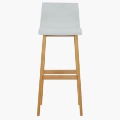 Nord White Plastic Wood Leg Kitchen Stool