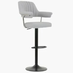 Nova Grey Fabric Barstool With Arms -Furniture Specialty Store nova light grey fabric 3