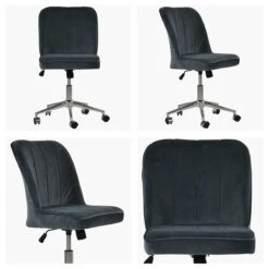 Oblek Dark Grey Velvet Swivel Home Office Chair -Furniture Specialty Store oblek dark grey velvet white