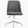 Oblek Dark Grey Faux Leather Swivel Office Chair Without Wheels -Furniture Specialty Store oblek grey pu flat feet 1