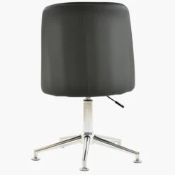 Oblek Dark Grey Faux Leather Swivel Office Chair Without Wheels -Furniture Specialty Store oblek grey pu flat feet 3