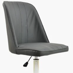 Oblek Dark Grey Faux Leather Swivel Office Chair Without Wheels -Furniture Specialty Store oblek grey pu flat feet 4