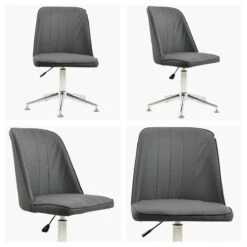 Oblek Dark Grey Faux Leather Swivel Office Chair Without Wheels -Furniture Specialty Store oblek grey pu flat feet white