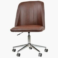 Oblek Vintage Brown Faux Leather Swivel Home Office Chair -Furniture Specialty Store oblek vintage brown 3