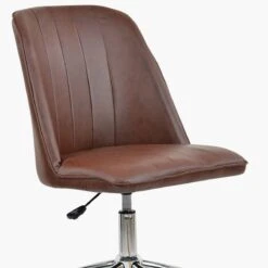 Oblek Vintage Brown Faux Leather Swivel Home Office Chair -Furniture Specialty Store oblek vintage brown 5