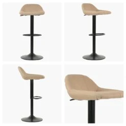 Ohio Brown Fabric Black Base Barstool -Furniture Specialty Store ohio oatmeal white