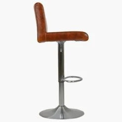 Olivia Vintage Brown Faux Leather Brushed Steel Swivel Bar Stool -Furniture Specialty Store olivia brown 1