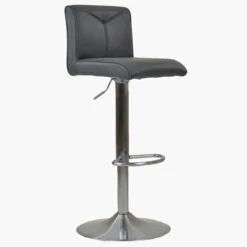 Olivia Dark Grey Faux Leather Brushed Steel Swivel Bar Stool -Furniture Specialty Store olivia dark grey 1
