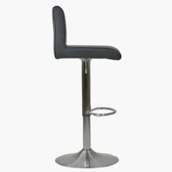 Olivia Dark Grey Faux Leather Brushed Steel Swivel Bar Stool -Furniture Specialty Store olivia dark grey 2