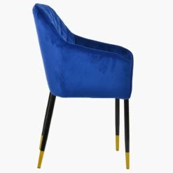 Opus Carver Blue Velvet Dining Chair With Black Gold Leg Armrests -Furniture Specialty Store opus blue gold tip 3