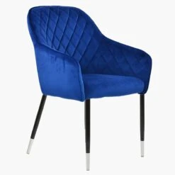 Opus Carver Blue Velvet Dining Chair With Black / Silver Leg And Arms -Furniture Specialty Store opus blue silver tip 2