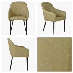 Opus Carver Cream Leather Dining Chair With Black Leg