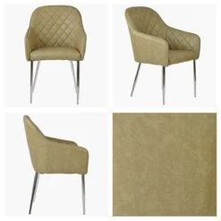 Opus Carver Cream Leather Dining Chair With Chrome Leg