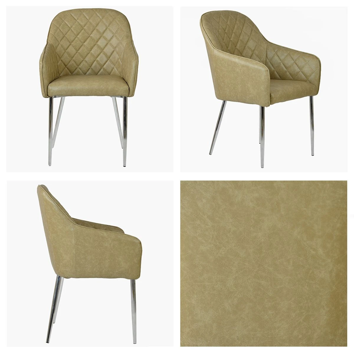 Opus Carver Cream Leather Dining Chair With Chrome Leg 3 Opus Carver Cream Leather Dining Chair With Chrome Leg