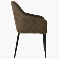 Opus Carver Antique Brown Leather Dining Chair With Black Leg -Furniture Specialty Store opus carver antque brown black 3 1