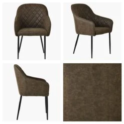 Opus Carver Antique Brown Leather Dining Chair With Black Leg