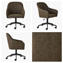 Opus Antique Brown Leather Office Chair Black Base