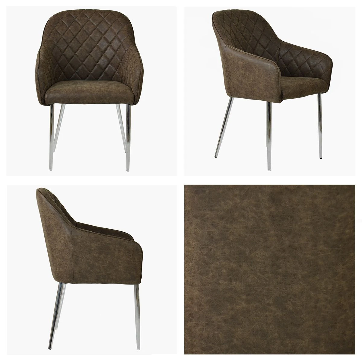 Opus Carver Antique Brown Leather Dining Chair With Chrome Leg 3 Opus Carver Antique Brown Leather Dining Chair With Chrome Leg