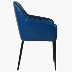 Opus Carver Blue Leather Dining Chair With Black Leg -Furniture Specialty Store opus carver blue pu black 3