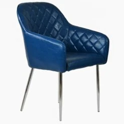 Opus Carver Blue Leather Dining Chair With Chrome Leg -Furniture Specialty Store opus carver blue pu chrome 2